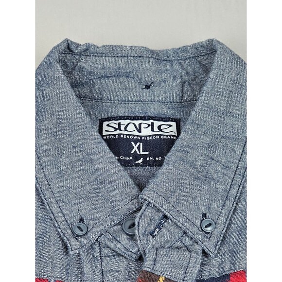 Staple Shirt Mens‎ XL Blue Chambray Long Sleeve Button Down Pigeon Industry. - Picture 2 of 8